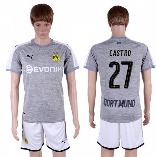 Dortmund #27 Castro Grey Soccer Club Jersey - Click Image to Close